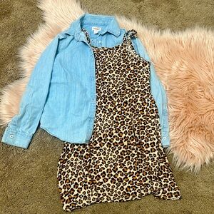 Cute dress and jean shirt outfit.